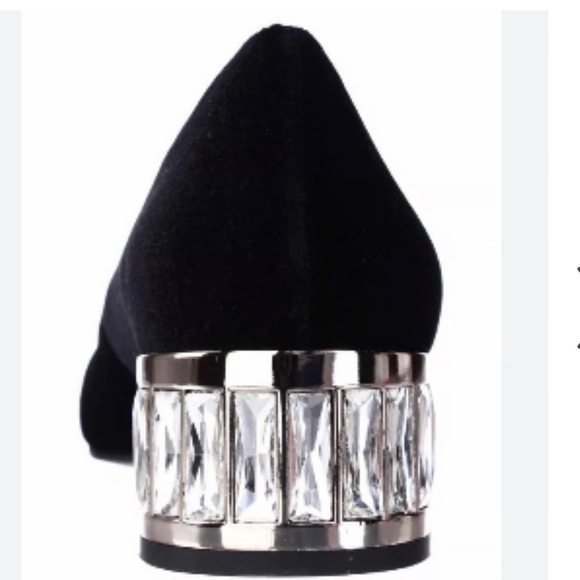 Anne Klein Hayden Block Heel Black Satin
Fabric w/Gem Jeweled Embellished Heel - Picture 2 of 12